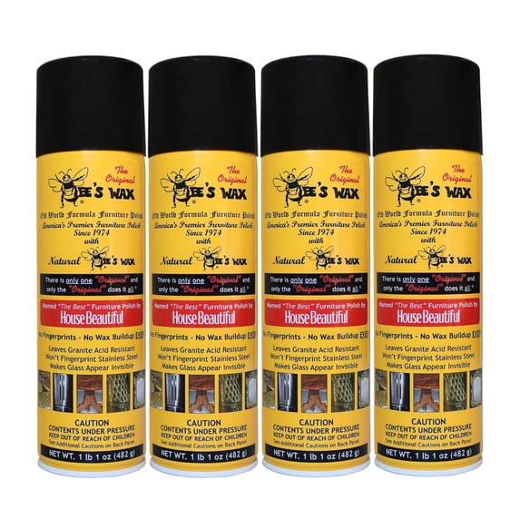 Original Bee's Wax Spray Furniture Polish, Lemon Scent, 1 Ounce, 4 Count
