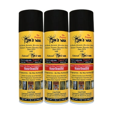Original Bee's Wax Spray Furniture Polish, Lemon Scent, 17 Ounce, 3 Count