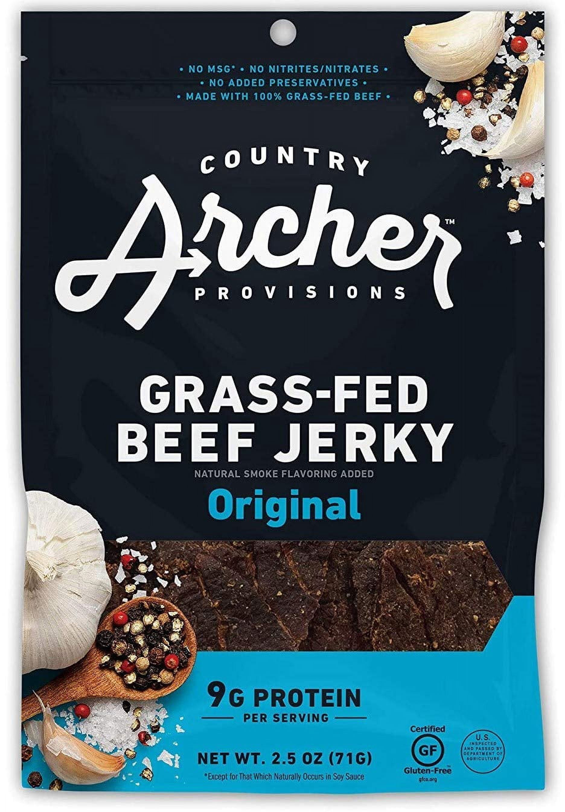 Original Beef Jerky by Country Archer, 100% Grass-Fed, Gluten Free, 2.5 Ounce (4 Pack)