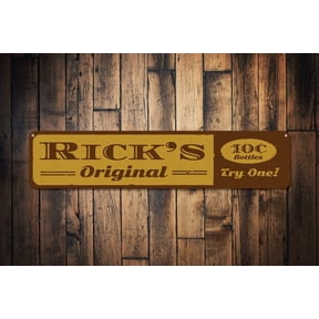 Original Beer Sign Bar Name Sign 10 Cent Bottles Try One Bar Sign Custom Name Metal Bar Decor - Decorations - Size: 16 x 4 Inches