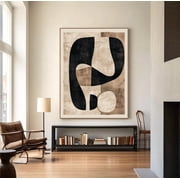 Original Beige Abstract Painting Brown Wall Art Black Minimalist Painting Boho Wall Art Beige Art Painting Brown Abstract Painting