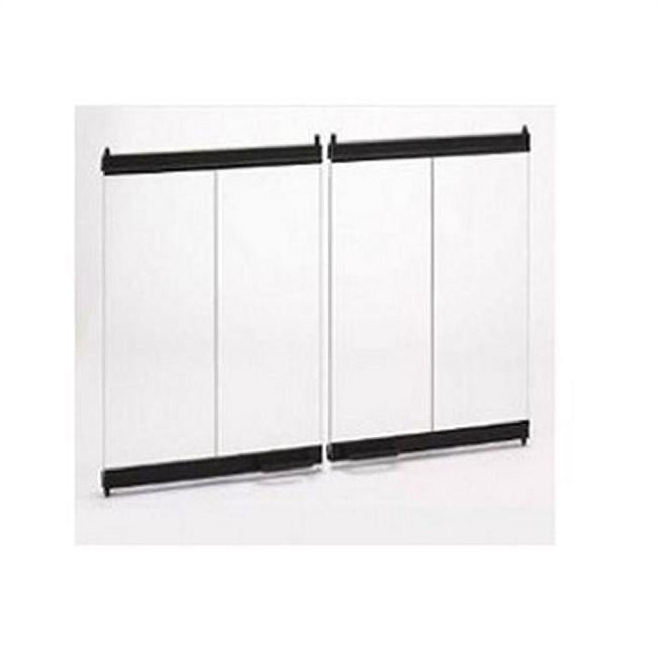 Original BiFold Fireplace Glass Doors with Trim Kit, Black