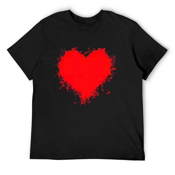 Original Big Red Heart Valentines Day Men T-Shirt Black Medium