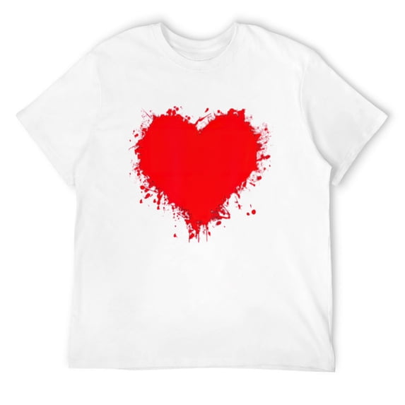 Original Big Red Heart Valentines Day Men T-Shirt White 2X-Large