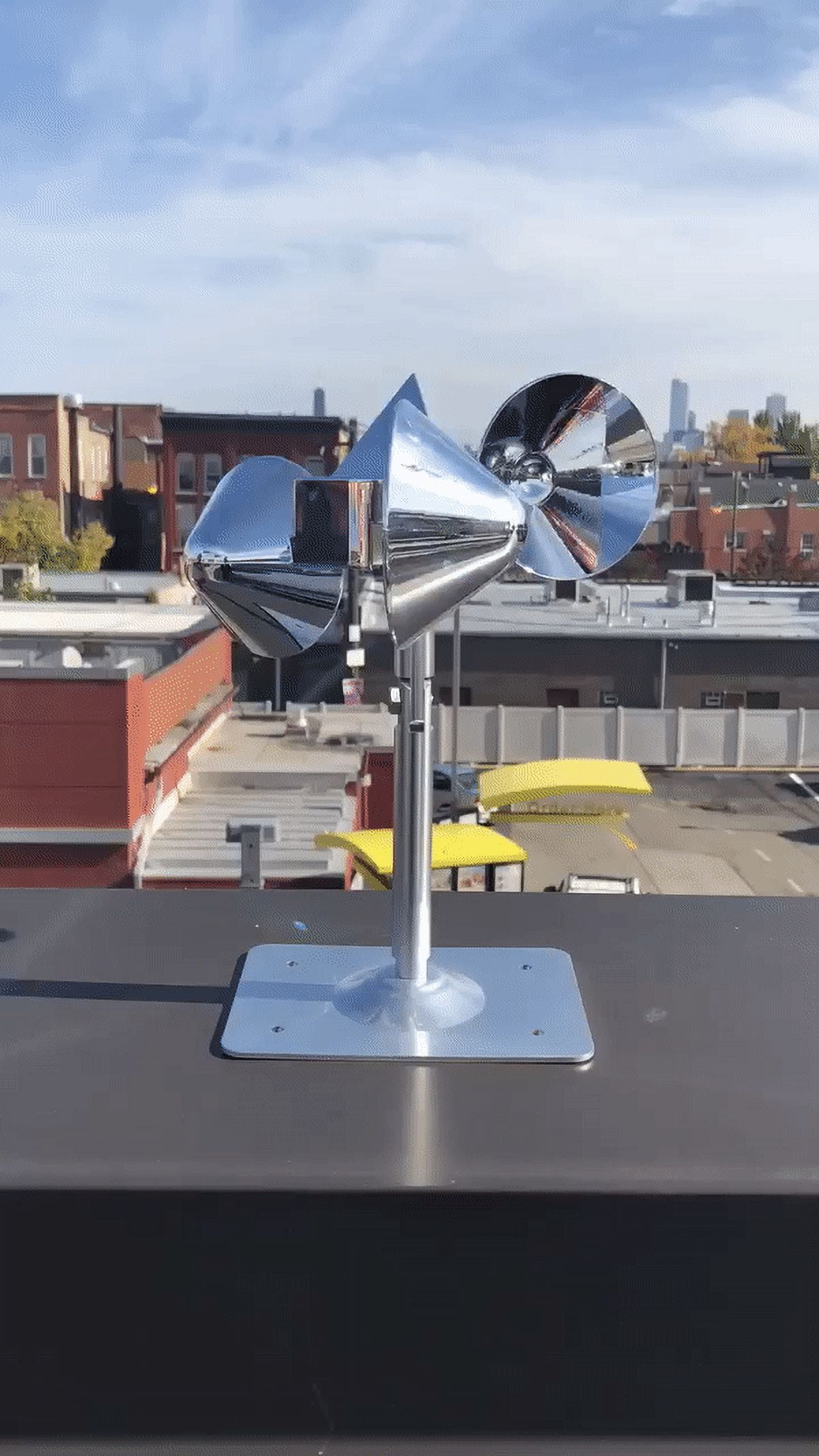 Silver Wind-Powered Spinning Bird Deflector with Reflective Cones