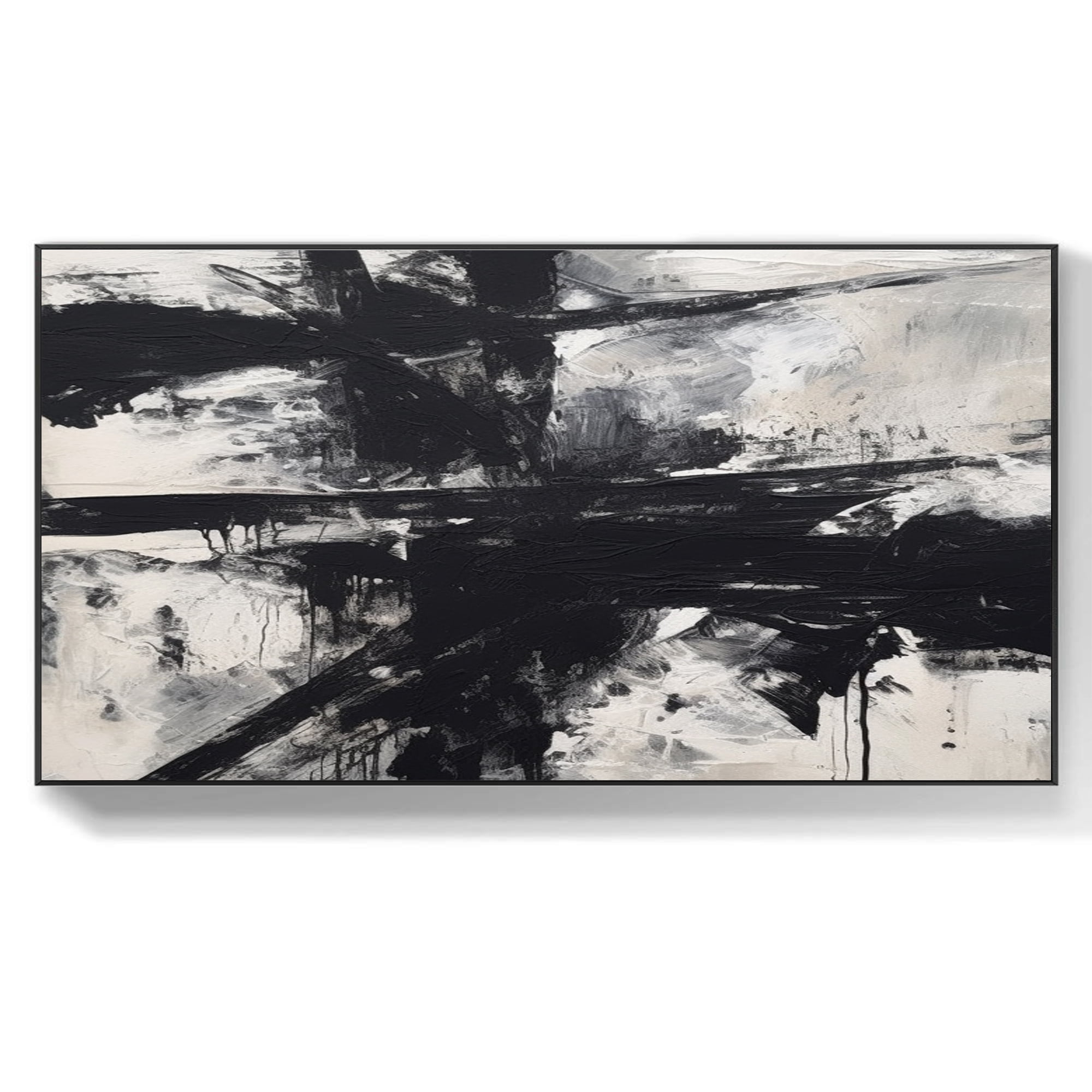 Original Black and White Abstract Canvas Art Large Wall Art Modern Home ...
