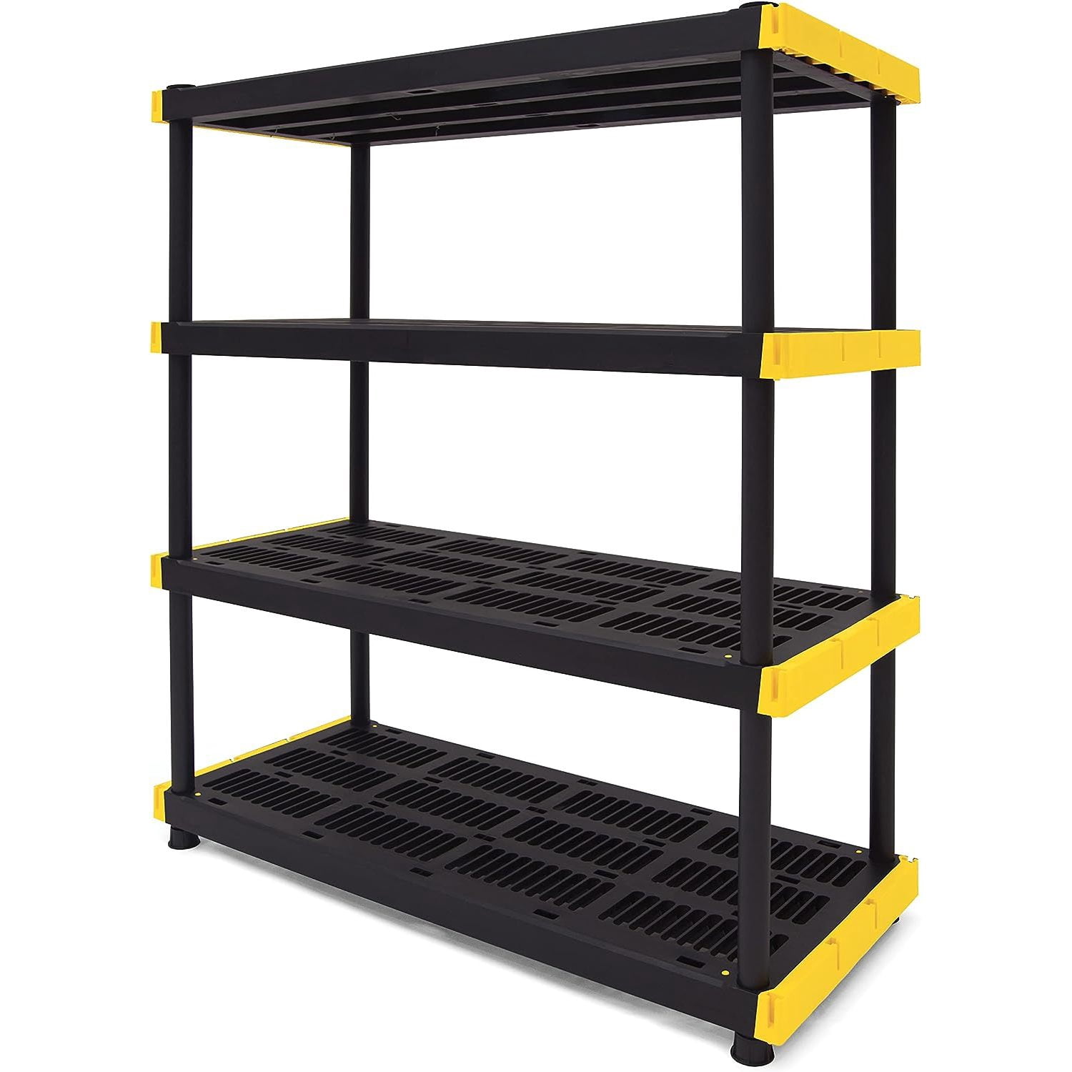 Original Black & Yellow 4Tier Storage Shelving Unit, Indoor/Outdoor