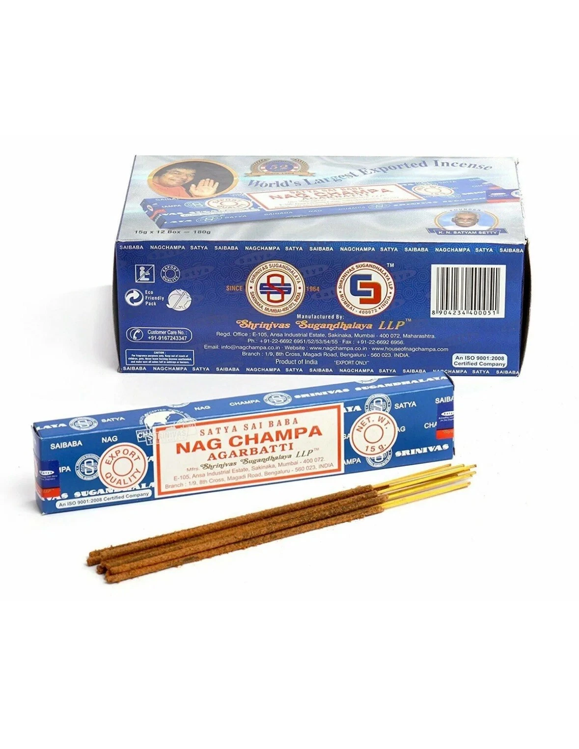 Original Blue Box Satya Nag Champa Incense Sticks: 6 X 15 Gram/Boxes ...