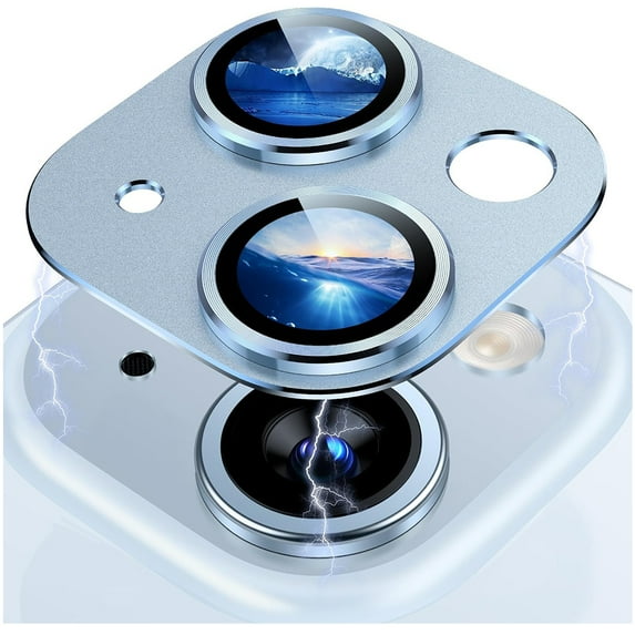 Original Blue Metal Rear Camera Lens Protector for iPhone 15 Pro Max 14 Plus 13 14Pro 15Pro 15Plus Glass Protection Accessories (SKY BLUE,For iPhone 15)