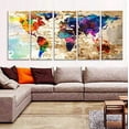thumbnail image 1 of Original by BoxColors XLARGE 30"x 70" 5 Panels 30"x14" Ea Art Canvas Print Original Watercolor Texture Map Old brick Wall Full color decor Home interior (framed 1.5" depth), 1 of 6