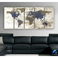 thumbnail image 1 of Original by BoxColors Xlarge 30"x 70" 5 Panels 30x14 Art Canvas Print Watercolor Beige Old Map World Push Pin Travel Wall decor (framed 1.5" depth) M1811, 1 of 6