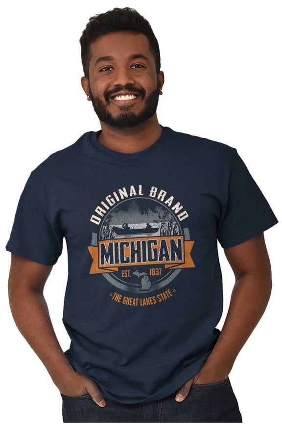 Original Brand Michigan Lake Fishing Plus Size Crewneck Graphic Tee Shirt Brisco Brands 2X