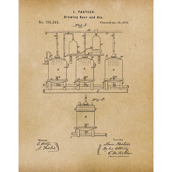 Original Brewing Beer Artwork Submitted In 1873 - Bar - Patent Art Print
