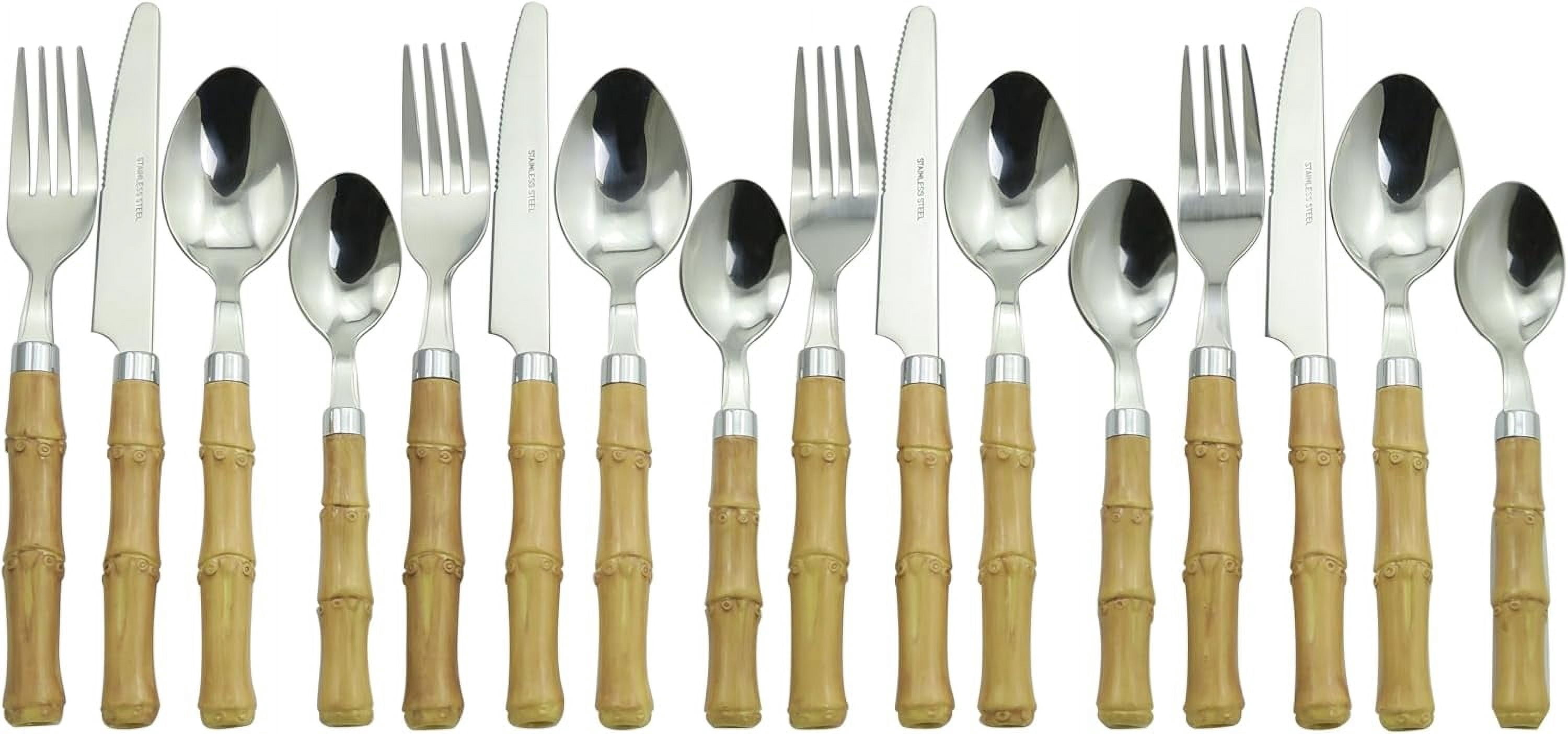 Brink House Eclectic Mix & Match Stainless Steel Cutlery Set - 16 Pieces With Stand, Colorful Handles