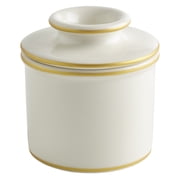 Butter Bell  Crock   Le Bistro White with Gold Trim Ceramic Butter Holder with Lid, Keeper for Spreadable Butter