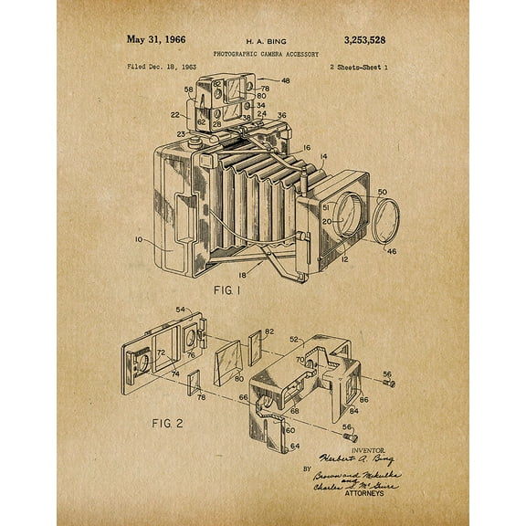 Original Camera Bing Artwork Submitted In 1966 - Photography - Patent Art Print