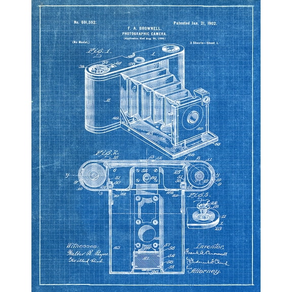 Original Camera Brownell Artwork Submitted In 1902 - Photography - Patent Art Print