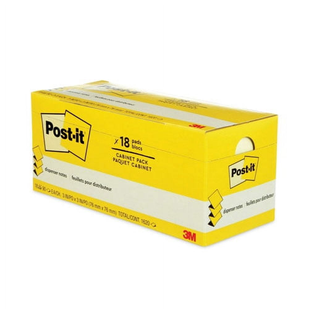 Original Canary Yellow Pop-up Refill Cabinet Pack, 3" x 3", Canary Yellow, 90 Sheets/Pad, 18 Pads/Pack | Bundle of 2 Packs