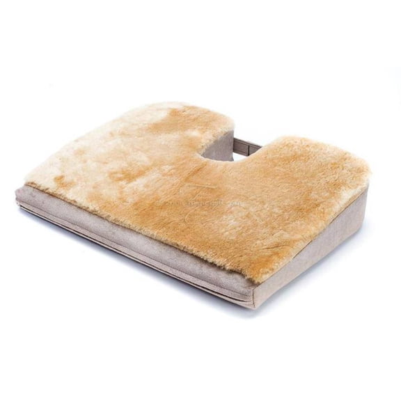 Original Car-Cush Tush Cush Orthopedic Seat Cushion Tan Sheepskin 13 x 16 inch