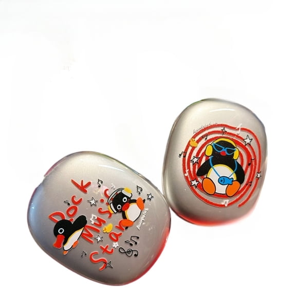 Original Cartoon Penguin Case for AirPods Max 1/2, Cute Transparent Silicone Protective Cover