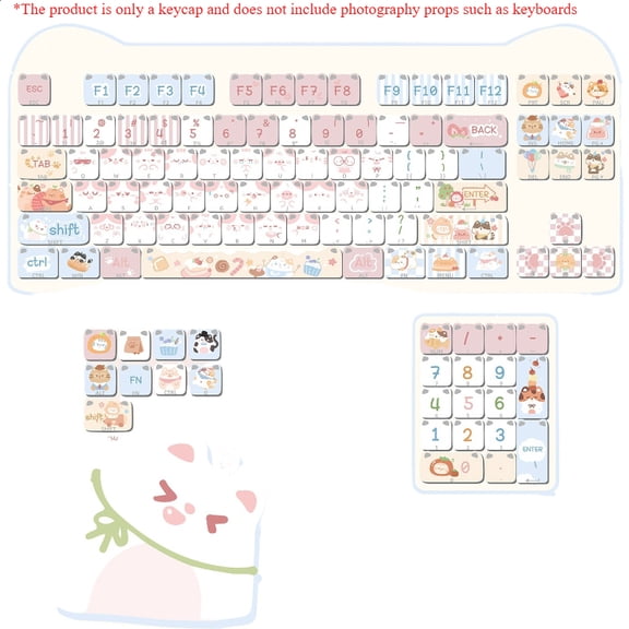 Original Cat Party Keycap Cat's Ears Transparent MAO Side Engraved PBT Thermal Sublimation Mechanical Keyboard Keycap 61 108