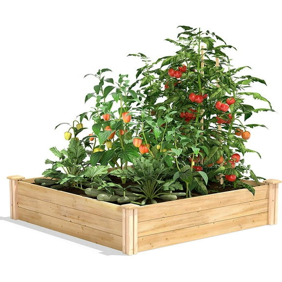Original Cedar Raised Garden Bed, 4' x 4' x 10.5" - Made in USA with North American Cedar