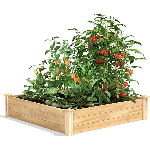 Original Cedar Raised Garden Bed, 4' x 4' x 10.5" - Made in with North Cedar