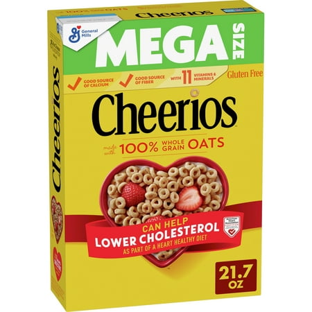 Original Cheerios Heart Healthy Cereal, 21.7 oz Mega Size Cereal Brand Box