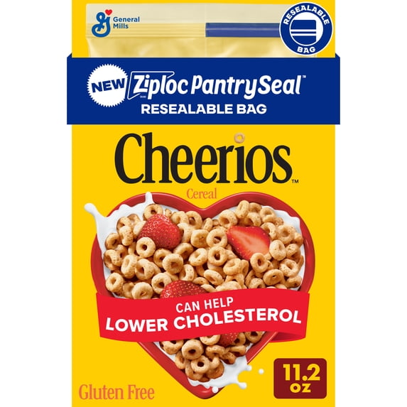 Cheerios Heart-Healthy Breakfast Cereal with Ziploc PantrySeal Bag - 11.2 oz