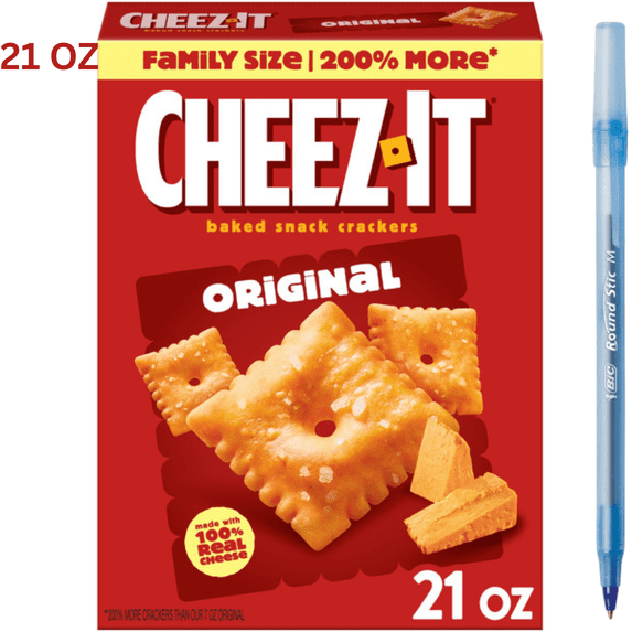 Original Cheese Crackers Baked Snack Crackers Outrageously Cheesy Family Size 21 oz