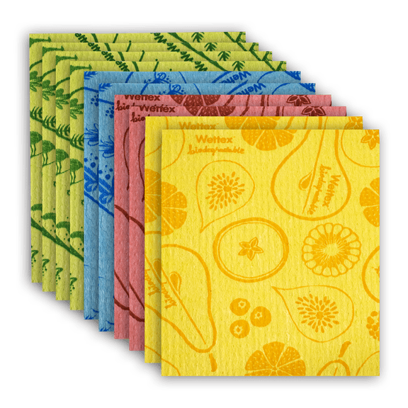 The Original Chinese Wettex Dishcloth - Bulk 14 Pack - Biodegradable Eco-friendly Dish Towels For Bathroom & Kitchen Cellulose Sponge Cloth (14 Dishcloths In Assorted Colors)
