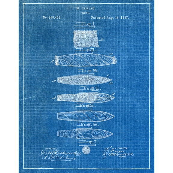 Original Cigar Artwork Submitted In 1887 - Smoking - Patent Art Print