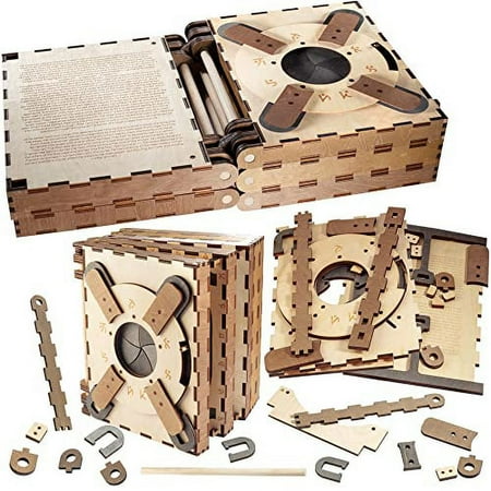 The Original Codex Silenda - The Build Your Own 3D DIY Mechanical Wooden Puzzle Book - Can You Unlock Each Page to Open The Next? Amazing Davinci Brain Challenge Puzzle Box for Teens or Adults