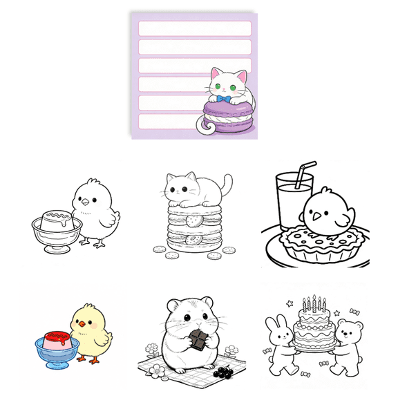 Original Coloring & Writing Sticky Notes (100 Pcs) - Double-Sided, 100 Unique No-Repeat Patterns
