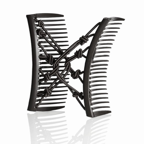 Original Comfy Comb - Double Comb for Curly Wavy Hair - No Slip, Ouchless, Adjustable & Simple Long Lasting Updo's (Plastic, Black)