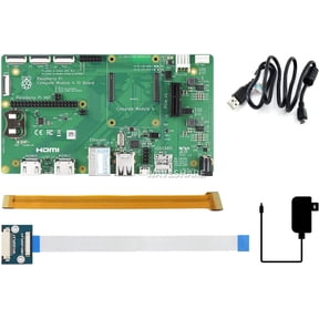 Original Compute Module 4 IO Board with Camera Cable and Power Supply Kit, for All Compute Module 4,with Real-Time Clock Dual MIPI DSI/CSI Interfaces,USB Connectors (5 Items)