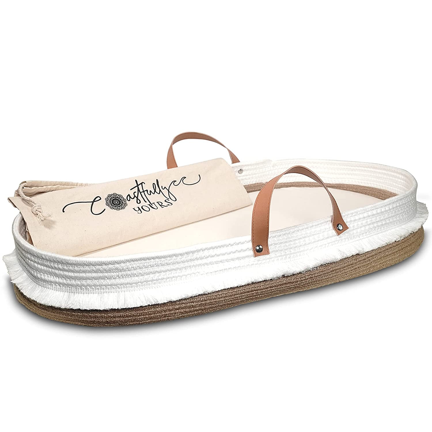 Original Cotton Rope Baby Changing Basket with Foam Pad & Organic Cover, Moses Basket, Changing