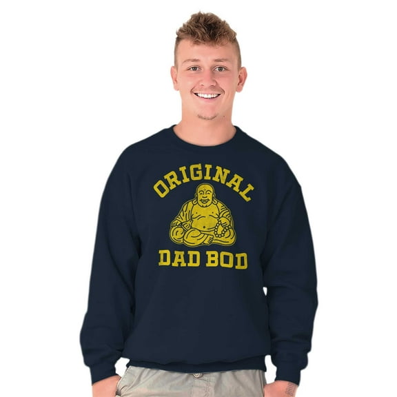 Original Dad Bod Buddha Belly Funny Men's Crewneck Sweatshirt Brisco Brands L