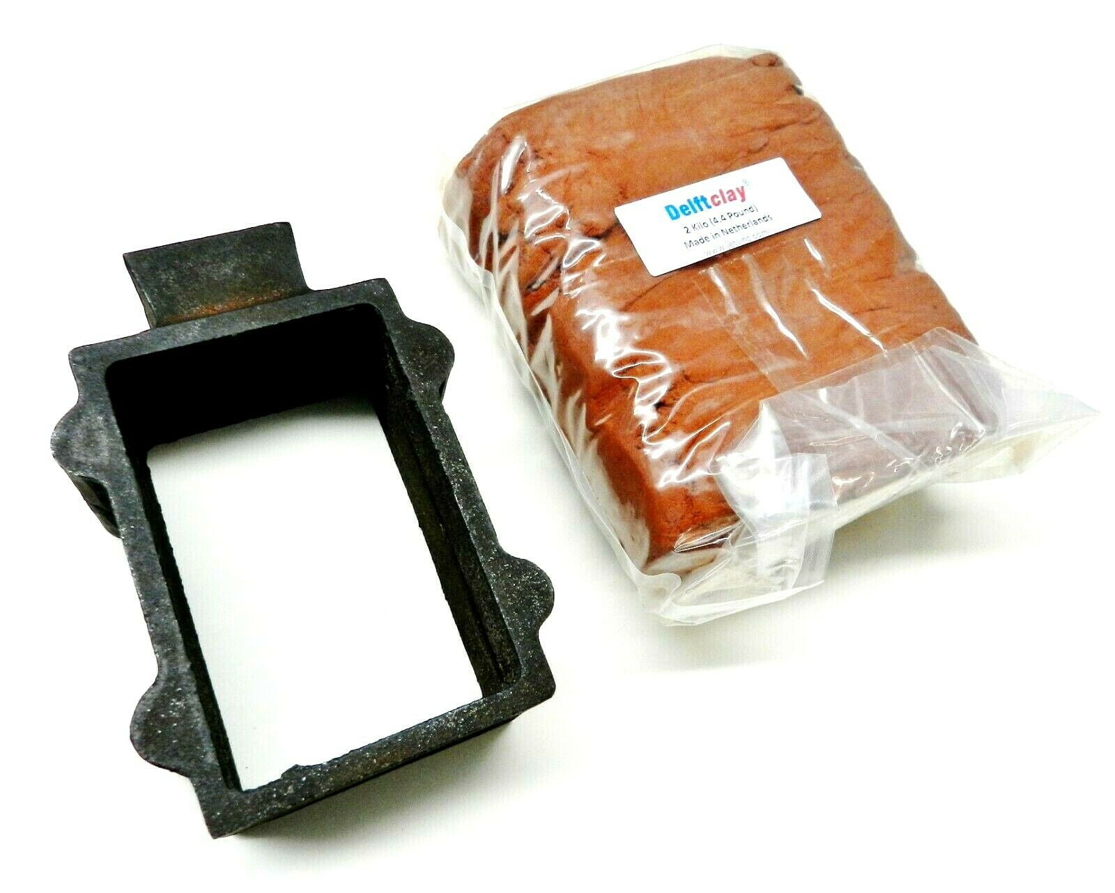 Original Delft Clay & Casting Frame Cast Iron Mold Sand Flask Set for