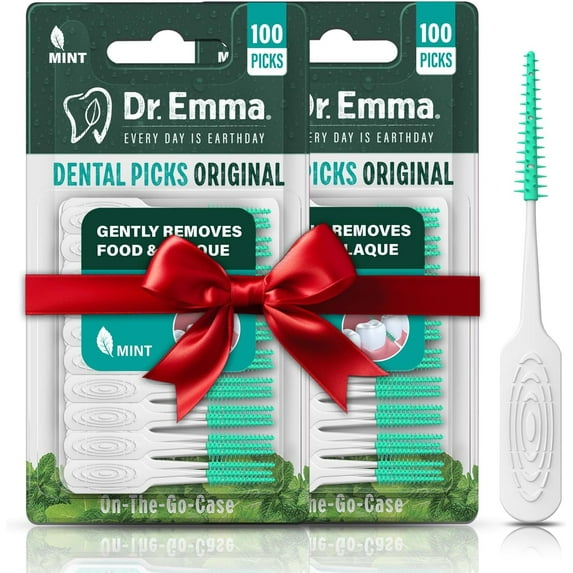 Original Dental Picks Mint Soft Rubberized Tooth Easy to Use Brush 100Ct/Pack, 2 Packs (200Ct)
