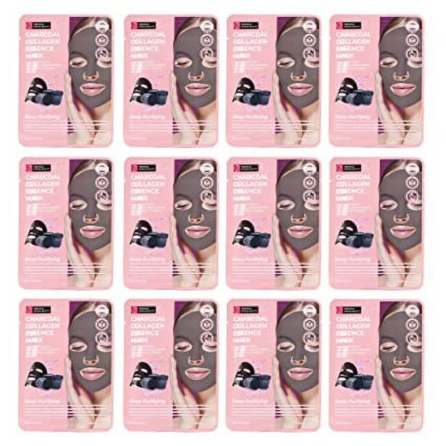 Original Derma Beauty 12 Pack Deep Purifying Charcoal Collagen Essecne
