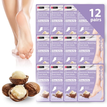 Original Derma Beauty 12 Pairs Moisture-Boosting Shea Butter Foot Mask