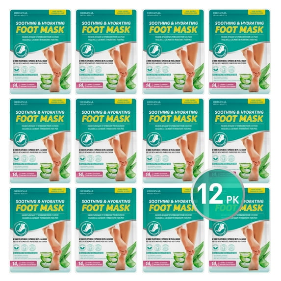 Original Derma Beauty 12PK Dry, Cracked Skin Foot Mask Moisturizing Socks - Aloe