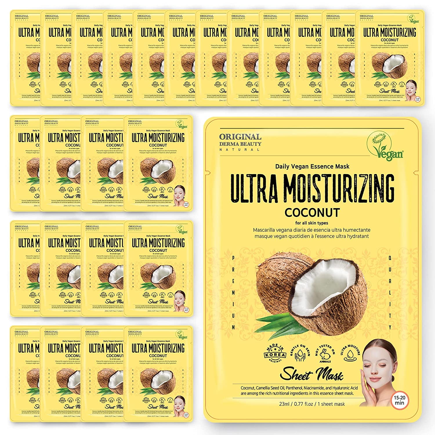 Original Derma Beauty 24 Pack Vegan Ultra Mositurizing Coconut Essecne