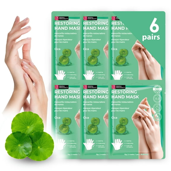 Original Derma Beauty 6 Pairs Cica Hand Mask for Dry Skin Hand Mask Gloves Rough Hands