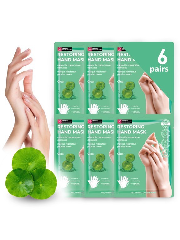 6 Pairs Cica Hand Mask for Dry Skin Hand Mask Gloves Rough Hands