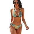 thumbnail image 1 of Original Design Daisies Garden Flowers Art Craft Pattern Decorative 2 Piece Set Swimwear Adjustable Bikini Summer Party Beach Triangle Bathing Suit Tie String Thong, 1 of 5