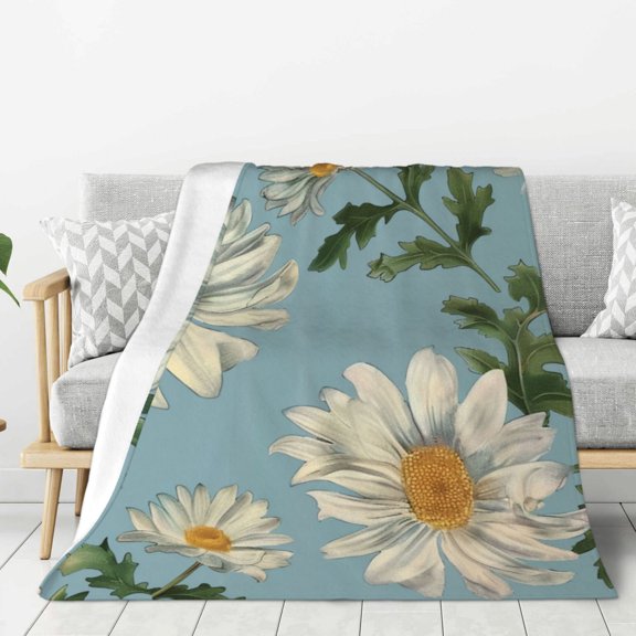 Original Design Daisies Garden Flowers Art Craft Pattern Decorative Lightweight Plush Fuzzy Cozy Soft Blankets 40"X30"