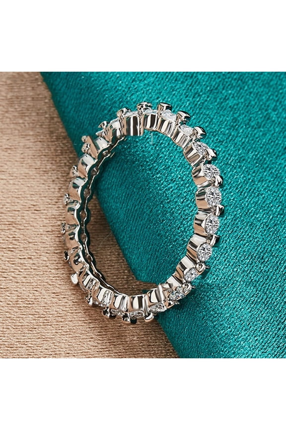 Original Design Womens Zircon Ring Silver Simple Full Zircon Elegant Fashion Ring For Women Gift