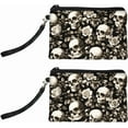 thumbnail image 1 of Original Designs Coin Purse for Women Girls Skull and Flower 2 Packs Change Purse with Zipper Durable and Soft Canvas Wallet Pouch for Travel Gift Polyester, 1 of 9